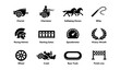 © Cali6ro - Ancient roman chariot racing icons: charioteer, galloping horses, racing helmet, victory wreath