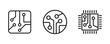 © Taniya - Set of electronic circuit board and chip icons with different shapes and connections