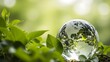 © sajibul35 - Glass Globe on Green Leaves Earth Reflection