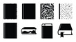 © ProAssets - Books illustrations set, closed book collection, different cover textures and design, book with bookmark, front view
