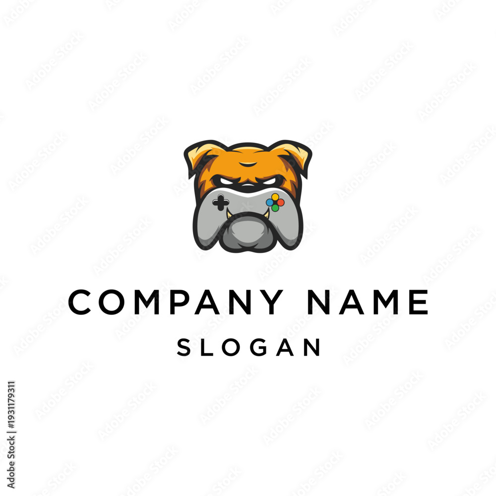 Game logo vector illustration, a combination of a game stick and a dog ...
