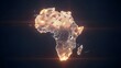 © Artfinity - African continent map made of glowing dots. Continental connectivity and emerging markets. Map of Africa illuminated by light points representing digital infrastructure