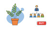 © Arfan - Sustainable business growth and corporate team management concept featuring a potted plant and organizational chart.