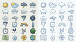 © renender - A collection of colorful and monochrome weather icons depicting various meteorological phenomena and forecasting tools.