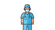 © SINCHAN - Professional doctor wearing surgical attire, complete with stethoscope and mask, ready for medical procedure