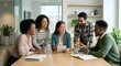 © roty che - Procedurally Rendered Group of Diverse Coworkers Sharing Ideas During a Casual Discussion and Office Teamwork session
