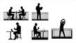 © niskala.studio - Silhouetted people working and exercising alone and together on balconies and terraces in a modern setting