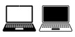 © TaqwaaArtworks - Set of minimal flat laptop computer icon with screen and keyboard vector illustration isolated on white background