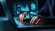 © MST. Anjumanara - Business professional analyzing stock market charts on laptop with financial data and trading graphs in dark blue tech environment