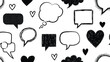 © Emily - Sketchy seamless pattern of hand drawn speech bubbles and hearts on a white background captures a playful and communicative design theme.