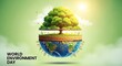 © HIRAN - World environment day illustration with tree on globe