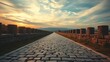 © Jane - receding. An ancient Roman stone road receding into the distance under a vast sky. travel magazines, destination branding, designed for travel destination branding, elevates destination branding.