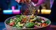© Yuenz - Fresh salad sprinkled with glowing neon herbs
