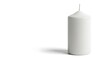 © Vector Bloom - White candle with a pointed top and wick stands upright on a plain surface on white background