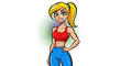 © Indah - Cartoon fit woman with abs and ponytail