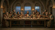 © Tatiana - The Last Supper, classic biblical scene, depicting Jesus and disciples at a table, dramatic lighting