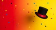 © Shakir - A top hat with a red band on a colorful background with confetti