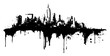 © Wuszu - Grunge city skyline silhouette with messy ink drips and splatters in artistic urban style