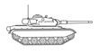 © Saidul_Studio1984 - Line drawing of a military tank side view featuring a long barrel and tracks