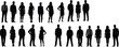 © Creative Crave - Group of people silhouettes vector illustration, diverse men and women in business and casual attire, selection and identification artwork, decorative black and white design