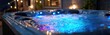 © dinda - Luxury hot tub with colorful LED lights at night, creating a relaxing ambiance.