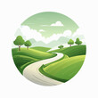 © Anipah - Scenic country road winding through lush green rolling hills under a cloudy sky