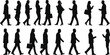 © Creative Art - Business people walking silhouettes vector set, professional commuters crowd illustration isolated on white background for stock