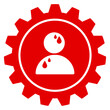 © sh99 - Rotes Zahnrad Icon Einstellungen mit schwitzender Person Stress Erschöpfung Arbeit Burnout Vektor Illustration transparent png