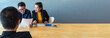 © aFotostock - Banner close up hands group of Business People meeting in conference room. Panorama business team brainstorming partner teamwork. Close up hand Team meeting partnership trust teamwork with copy space