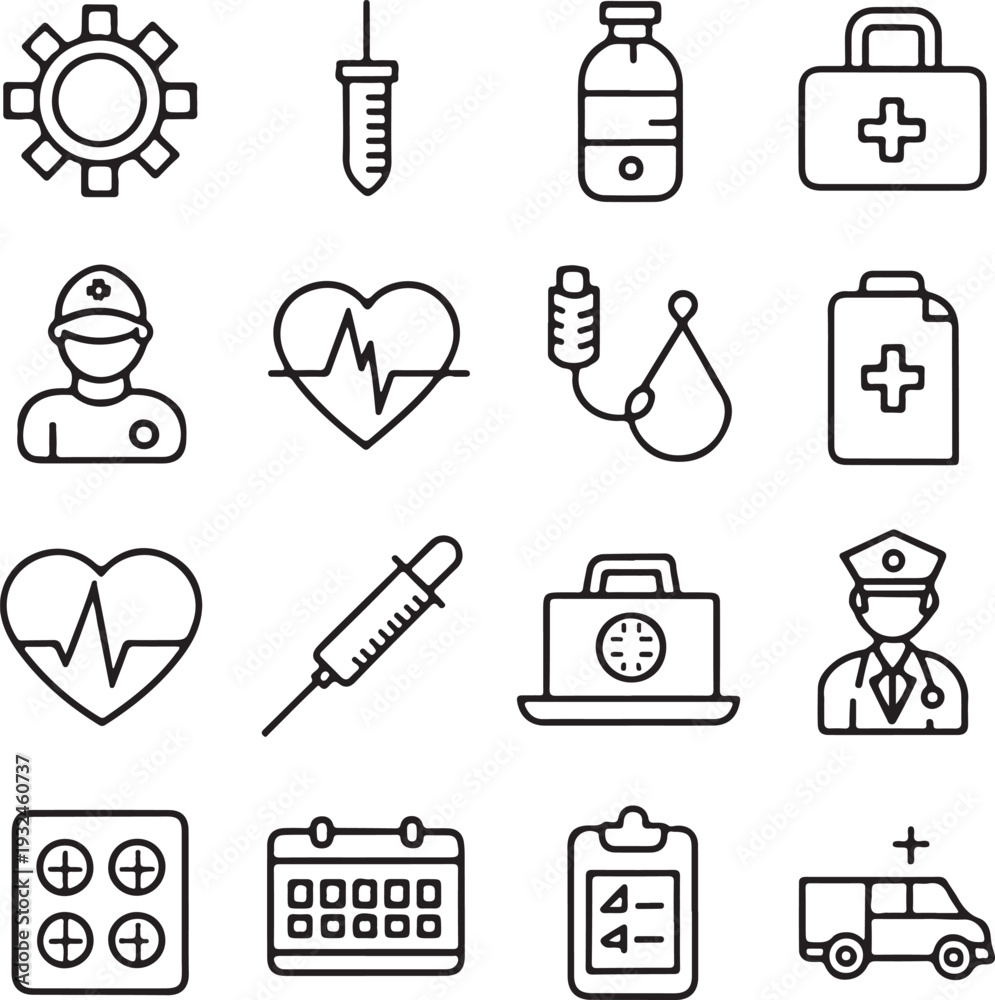 Business Workflow and HR Line Icon Set - Minimal Outline Icons for ...