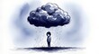 © Grace - An illustration of a person standing alone in the rain beneath a dark cloud, symbolizing sadness and emotional distress