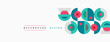 © antishock - Abstract geometric shapes create playful background design. Teal, pink, blue hues dominate composition. Minimalist aesthetic.