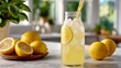 © SashaMagic - Refreshing homemade lemonade in jar with fresh lemons on kitchen counter