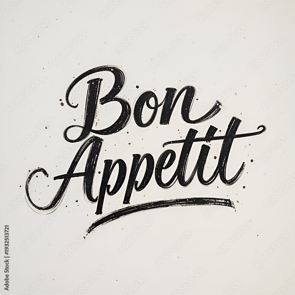 Hand Writing Bon Bon Appetit hand lettering, vintage brush typography, custom writing ...