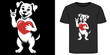 © Shakib - Cute and white cartoon dog with heart vintage style in playful vector illustration t-shirt design