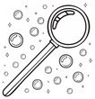 © Андрій О. - Black and White Illustration of a Magnifying Glass with Bubbles and Stars