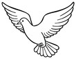 © Alex - Graceful white dove in flight with outstretched wings symbol of peace and hope in simple line art