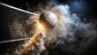 © kanda - Powerful Volleyball Smashing Through Net with Dramatic Dust Cloud and Smoke Effects