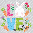 © Erwin - Cute Easter Love Lettering with Bunny Bottom, Carrots, and Flowers