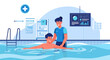 © rusdi - Therapist assisting patient in water therapy pool.