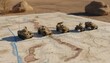 © Putristudio - Miniature military vehicles staged on a desert map illustrating tactical planning and strategy
