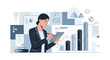 © rohmad - Businesswoman Analyzing Financial Data and Charts on Tablet.
