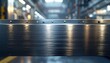 © Feryu - Glatte Metalloberfläche mit Nieten in einer industriellen Produktionshalle, Hintergrund unscharf