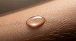 © Владимир Platon - Close-up macro shot of a single, clear water droplet resting on smooth human skin, highlighting texture and hydration
