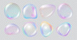 © Sensvector - Soap bubbles set. Vector realistic gradient sphere compositions with surface reflection. Globule shapes with light refraction and glossy texture. Banner, presentation and creative layout use