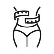 © Joyadobe - Measurement Size of Circumference Waist with Tape Line Icon. Slim Waistline with Measure Tape Linear Pictogram. Female Beauty Shape Concept Outline Icon. Editable Stroke. Isolated Vector Illustration