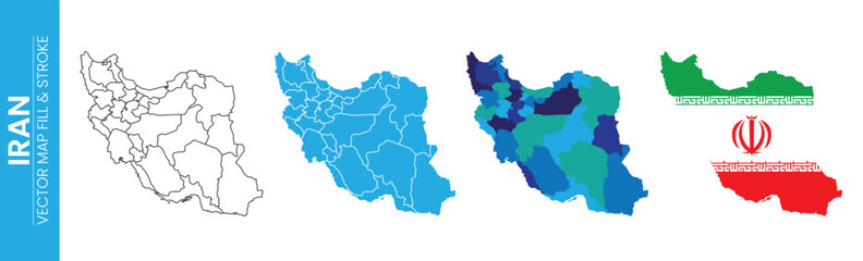  Map of Iran showing administrative divisions and national flag
