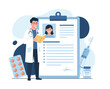 © Risje Kfhe - Doctor with stethoscope examining patient record on clipboard medical information healthcare professional reviewing chart patient profile health assessment diagnosis care