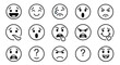 © ShapeCraft - Collection of black and white facial expression emoticons in a grid layout
