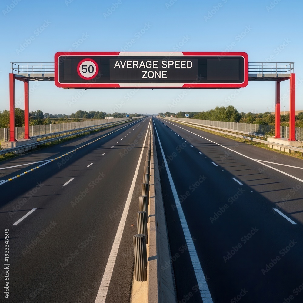 Speed Zone Highway Roadway Sign Displaying Speed Limit And Average Speed Zone ...